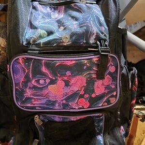 Unbranded Women's Black Backpack with Pink Marble Print